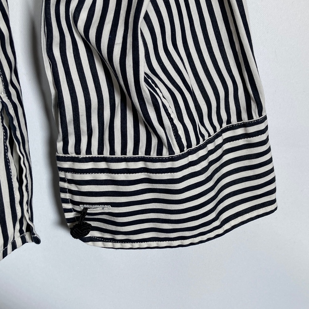Vintage Lauren Ralph Lauren Striped "Banker" Shirt – Black & White Sz 1x - Picture 8 of 15